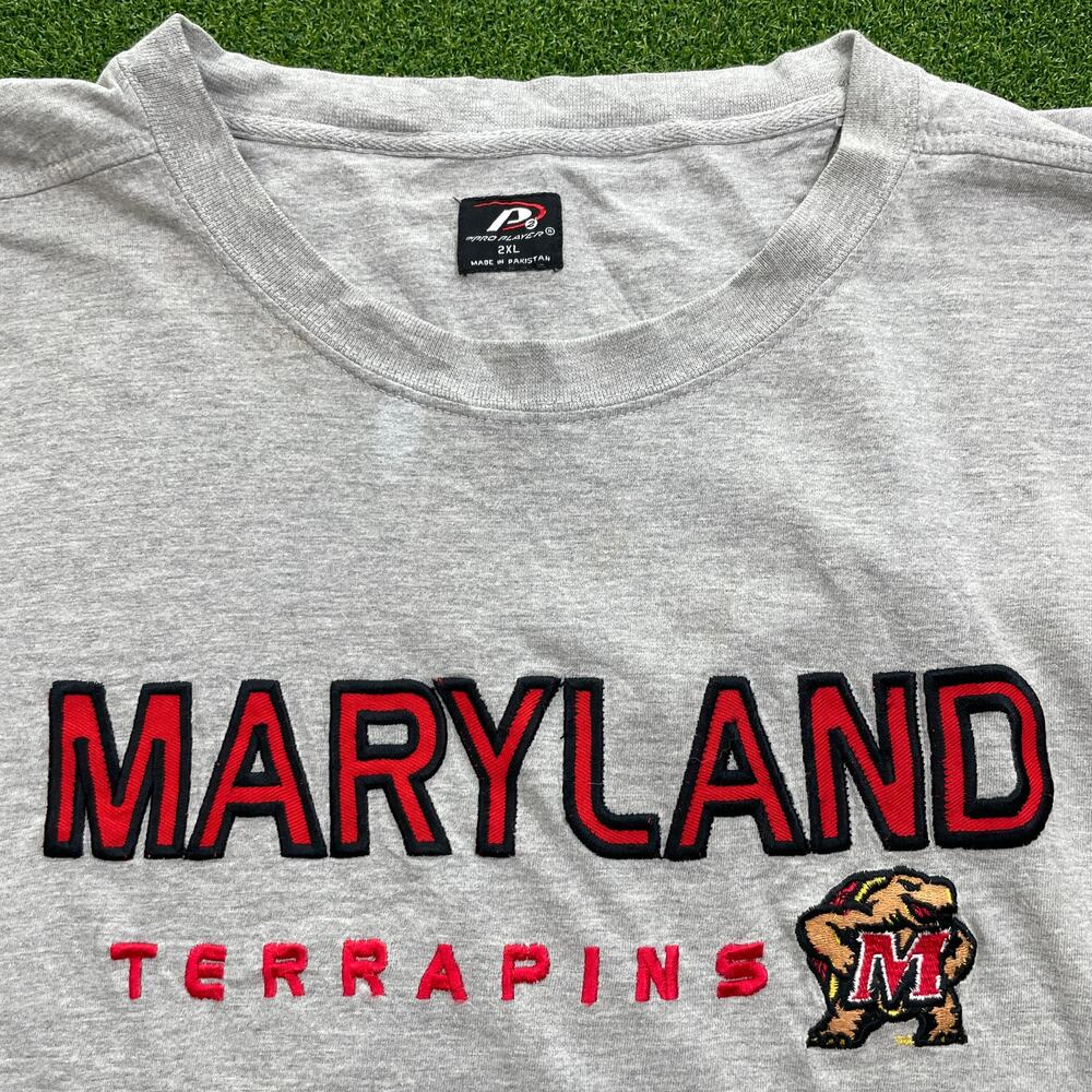 Vintage 90s Pro Player University of Maryland Terrapins Grey T-Shirt Sz 2XL - Picture 2 of 6